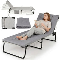 Folding Sun Lounger Foldable Beach Sun Lounger with Adjustable Backrest
