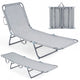 Folding Sun Lounger Reclining Beach Chair with Adjustable Backrest