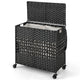 Folding Synthetic Rattan Clothes Hamper with 2 Removable and Washable Liner Bags for Bedroom