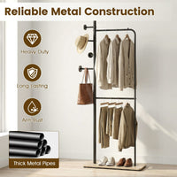 Freestanding Clothes Organizer with Rubber Wood Hooks
