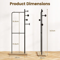 Freestanding Clothes Organizer with Rubber Wood Hooks