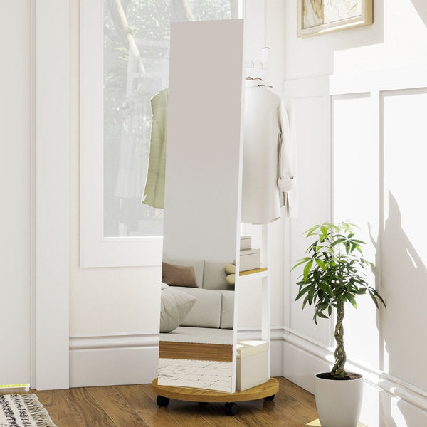 Freestanding Coat Tree with 3 Hooks and Storage Shelves