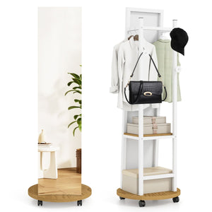 Freestanding Coat Tree with 3 Hooks and Storage Shelves