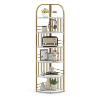 6-Tier Freestanding Corner Bookshelf with Heavy-duty Metal Frame