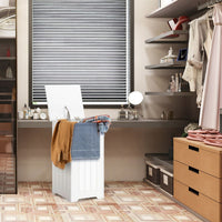 Freestanding Laundry Cabinet with Top Lid and Metal Hinge