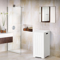 Freestanding Laundry Cabinet with Top Lid and Metal Hinge