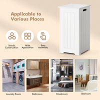 Freestanding Laundry Cabinet with Top Lid and Metal Hinge