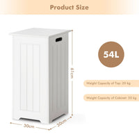 Freestanding Laundry Cabinet with Top Lid and Metal Hinge