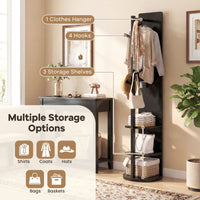 Full Length Mirror Coat Rack Solid Wood Standing Mirror