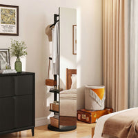 Full Length Mirror Coat Rack Solid Wood Standing Mirror