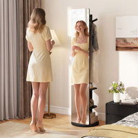 Full Length Mirror Coat Rack Solid Wood Standing Mirror