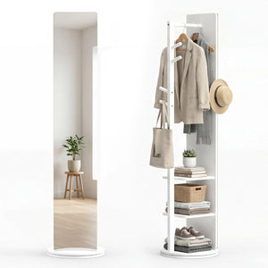 Full Length Mirror Coat Rack Solid Wood Standing Mirror