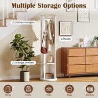 Full Length Mirror Coat Rack Solid Wood Standing Mirror with Clothes Hangers