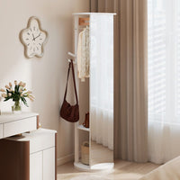 Full Length Mirror Coat Rack Solid Wood Standing Mirror with Clothes Hangers
