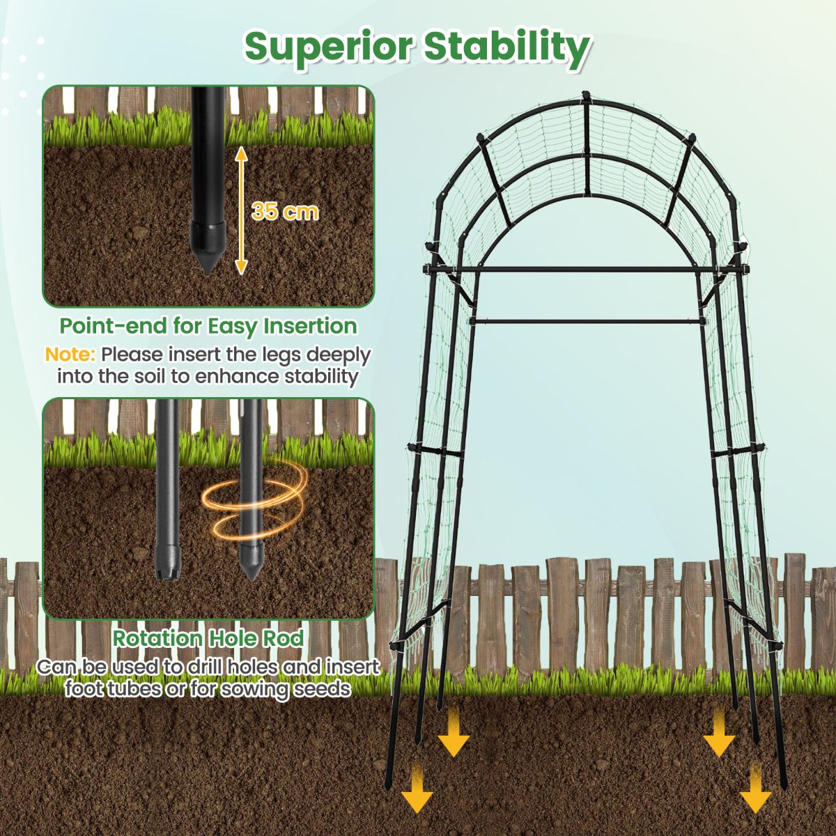 Garden Arch Trellis for Climbing Plants Outdoor 230cm Tall Plant Support Archway