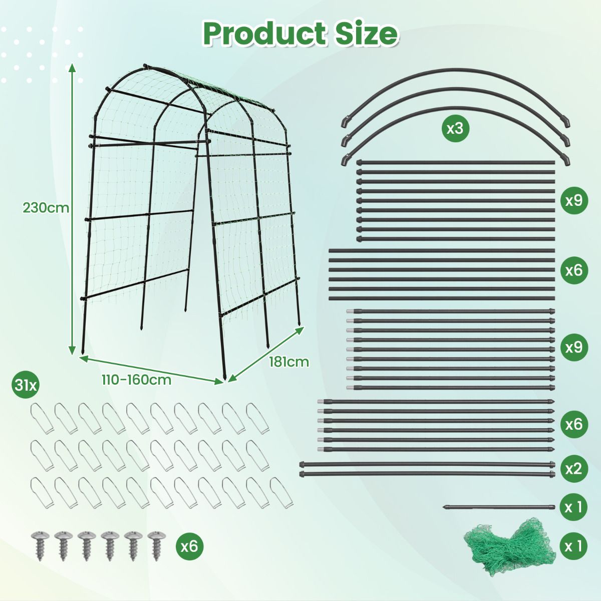 Garden Arch Trellis for Climbing Plants Outdoor 230cm Tall Plant Support Archway