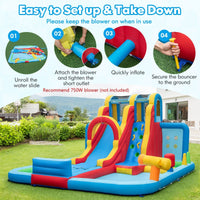 Giant Water Park with Long Slide and Climbing Wall