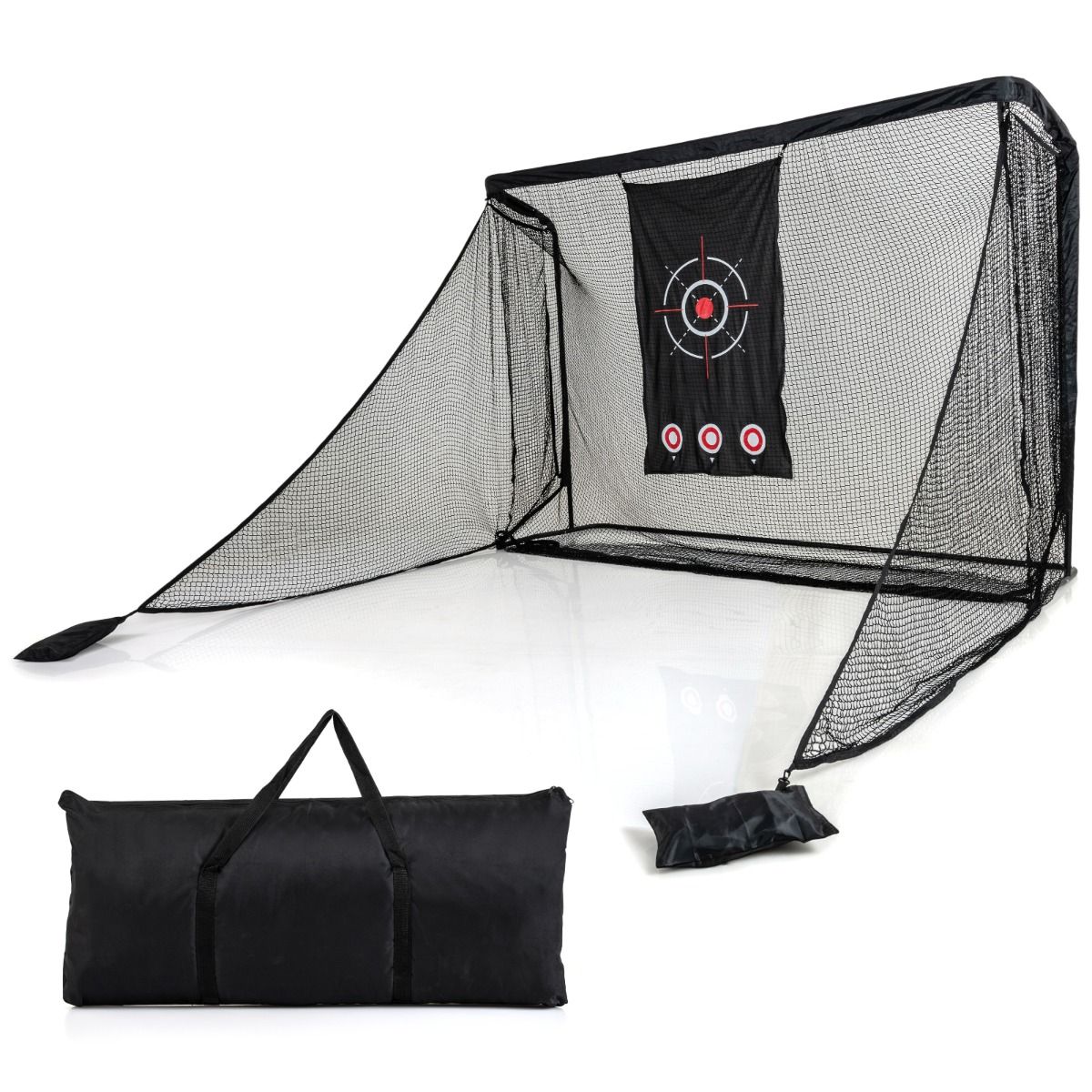 Golf Practice Hitting Net with Dual Side Barriers and Target Cloth