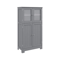 Bathroom Storage Cabinet, Kitchen Pantry Cabinet w/Tempered Glass Doors & Adjustable Shelf