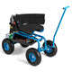 Rolling Garden Cart, Garden Scooter with Seat & Tool Storage, 2 Steering Handles