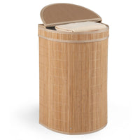 60 L Bamboo Hamper with Zipper Lid and Liner for Laundry Room
