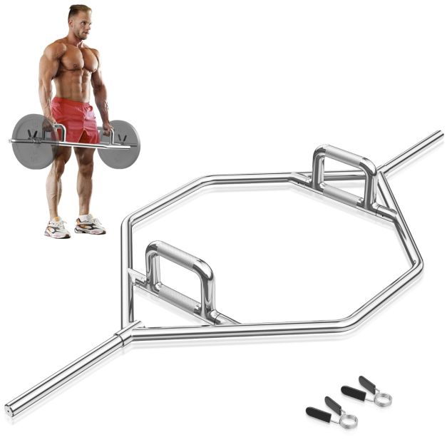 Heavy Duty Hex Barbell Trap Bar with Flat or Raised Knurled