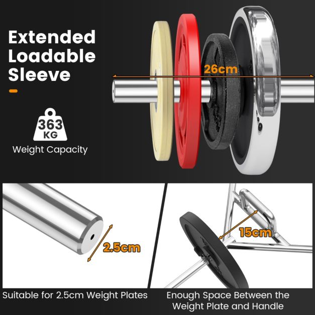 Heavy Duty Hex Barbell Trap Bar with Flat or Raised Knurled Handles for Squats