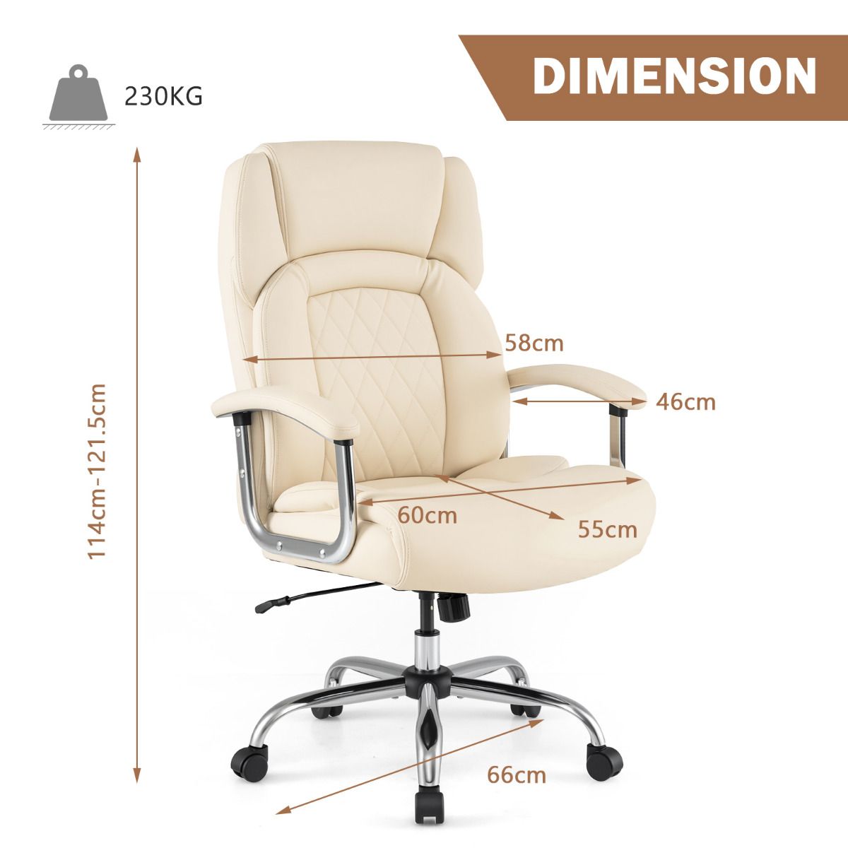 Height Adjustable Office Chair with Upgraded Padded Armrest