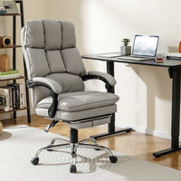 High Back Rolling Computer Chair with Retractable Footrest