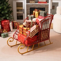 Hollowed-out Metal Christmas Santa Sleigh Basket
