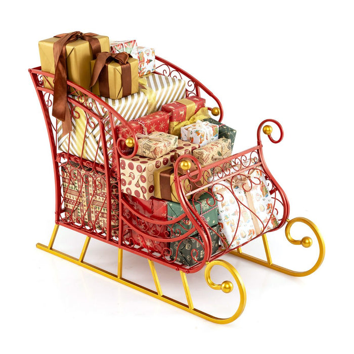 Hollowed-out Metal Christmas Santa Sleigh Basket