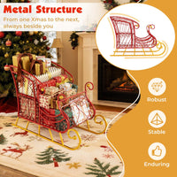 Hollowed-out Metal Christmas Santa Sleigh Basket