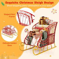Hollowed-out Metal Christmas Santa Sleigh Basket