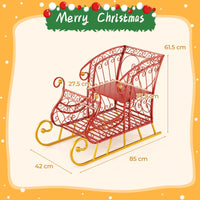 Hollowed-out Metal Christmas Santa Sleigh Basket