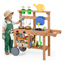 Rolling Outdoor Play Kitchen with Wheels for Boys Girls Ages 3 Plus
