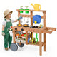 Rolling Outdoor Play Kitchen with Wheels for Boys Girls Ages 3 Plus