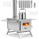 Hot Tent Stove Portable Wood Burning with 7 Pipes and Spark Arrestor