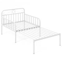 Metal Daybed Extendable Daybed Heavy Duty Slats Support Mattress Black/White