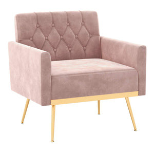 Modern Velvet Accent Armchair Upholstered w/Button Tufted Back Single Sofa Chair