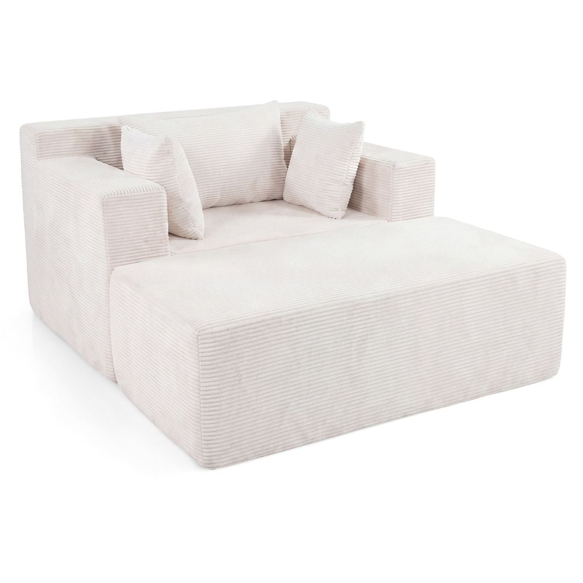 Single Foam Sofa with Ottoman Boneless Floor Lounge Chair with Pillows