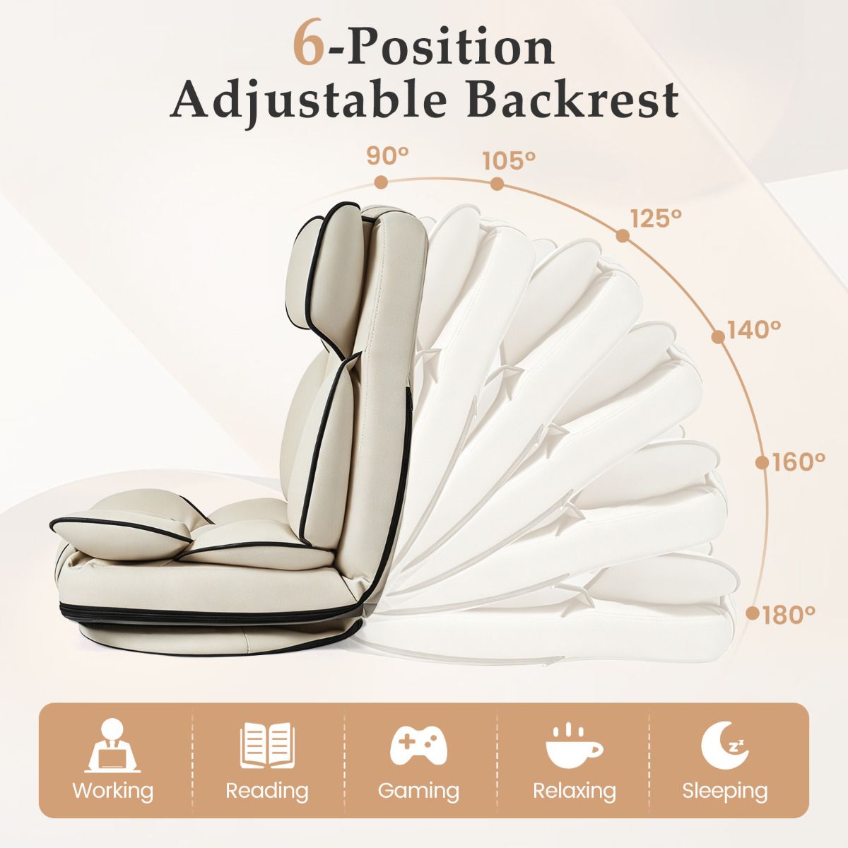 360 Degree Swivel Floor Gaming Chair Folding Lazy Lounger Couch
