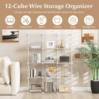 Giantex Metal Wire Cube Storage, 12-Cube Stackable Free Standing Cubby Storage Organizer Shelf