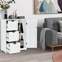 Freestanding Bathroom Floor Cabinet Side Storage Cabinet Drawer Chest Organizer