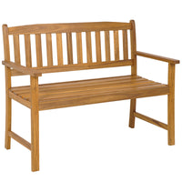 Patio Acacia Wood Bench 2-Person Slatted Seat Backrest 360 kg Outdoor Natural