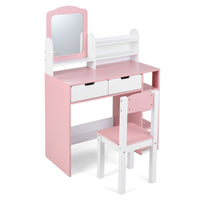 Kids Vanity Set with Mirror and Chair Princess Makeup Dressing Desk