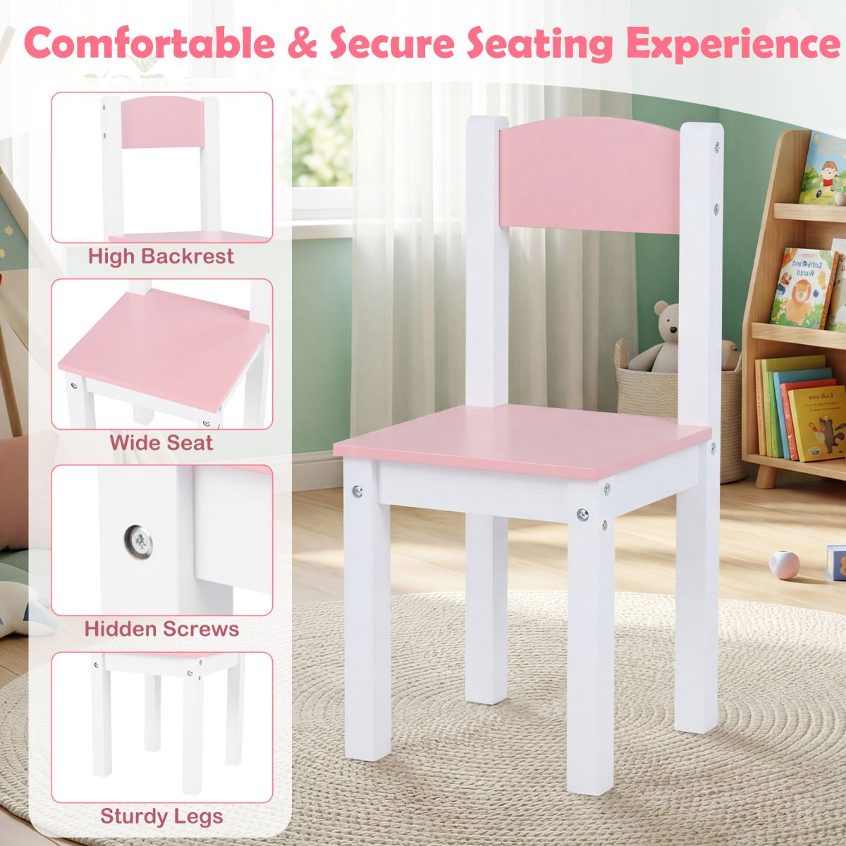 Kids Vanity Set with Mirror and Chair Princess Makeup Dressing Desk