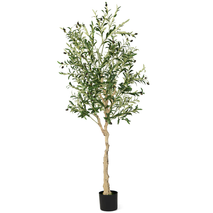 Giantex 182cm  Artificial Olive Tree in Cement Pot w/ Leaves & Fruits