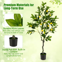 80/120/160cm Tall Artificial Lemon Tree w/ Fruits Cement Pot Faux Floore Plant