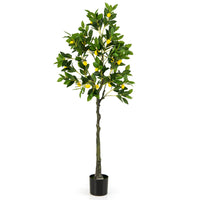 80/120/160cm Tall Artificial Lemon Tree w/ Fruits Cement Pot Faux Floore Plant