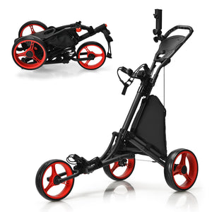 3 Wheel Golf Push Cart, Quick Folding Golf Cart